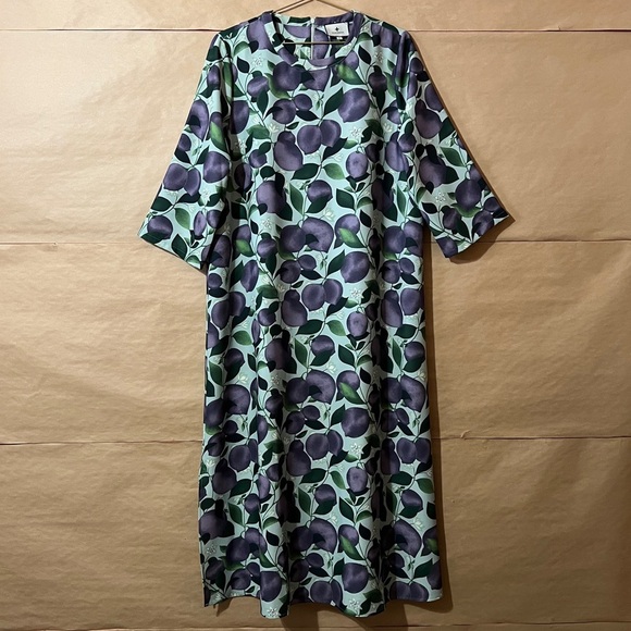 TuckernuckJamie Tuscan Plum Midi Dress Caftan Kaftan Plum Print Size L
